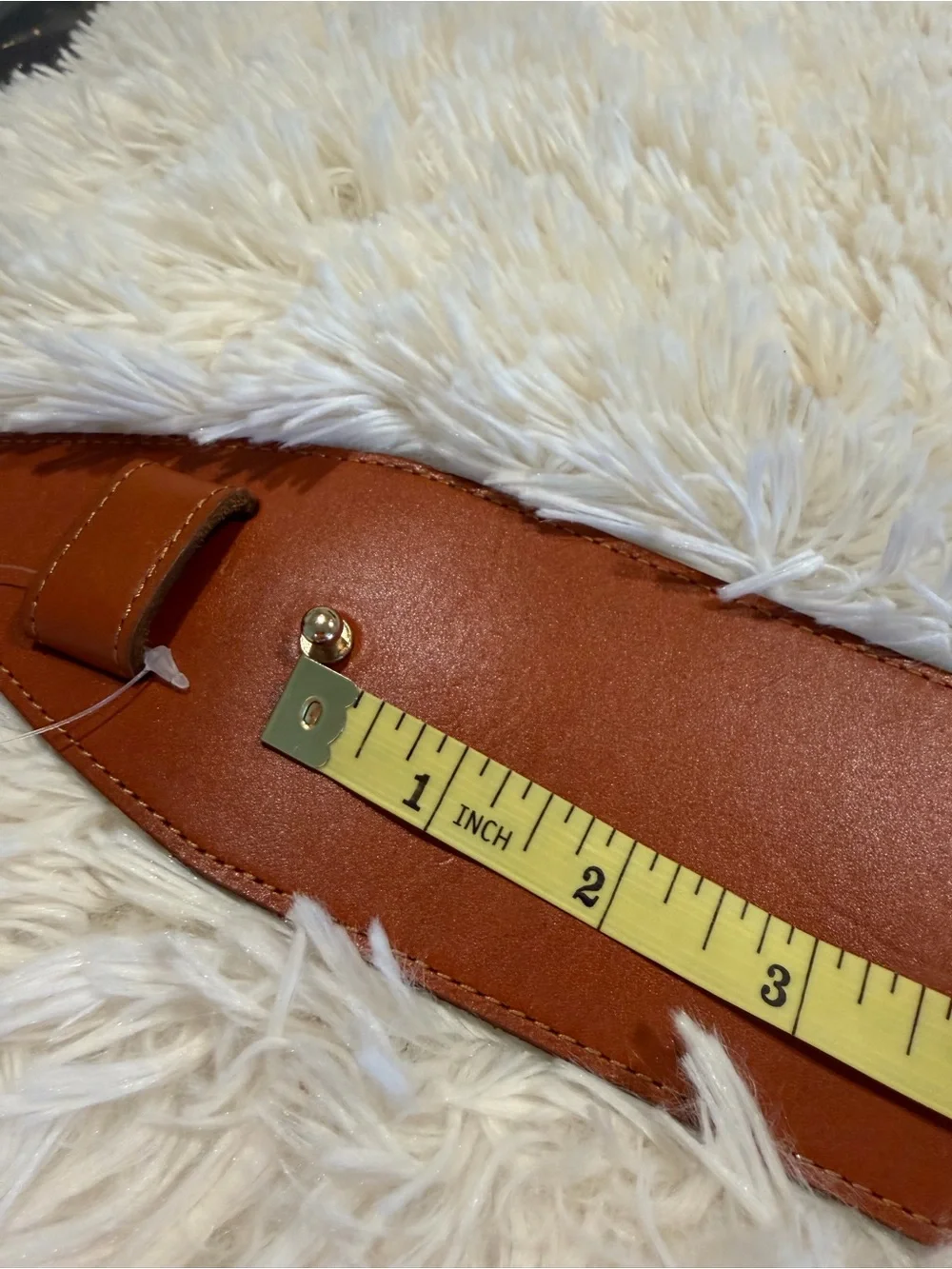 Wide Tan Leather Obi Belt with Buckle